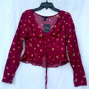 Forever21 Ruched Floral Blouse